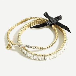J.Crew STACKABLE BAGUETTE STRETCH BRACELET SET! Sold Out! Crystal